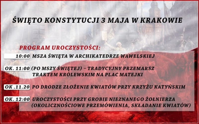 Święto Konstytucji 3 Maja w Krakowie (sobota)