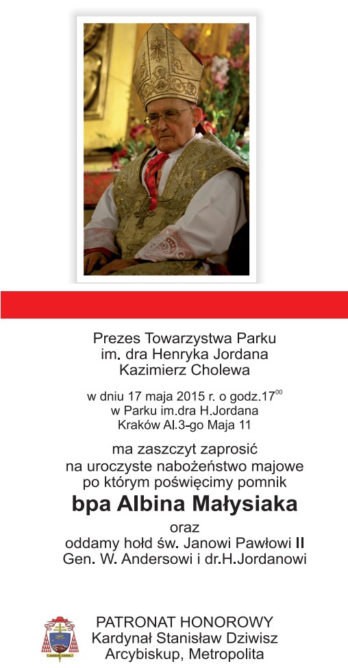 Pomnik bp Albina Małysiaka stanie w Galerii Wielkich Polaków XX wieku – majowa uroczystość 17.05.2015 r.