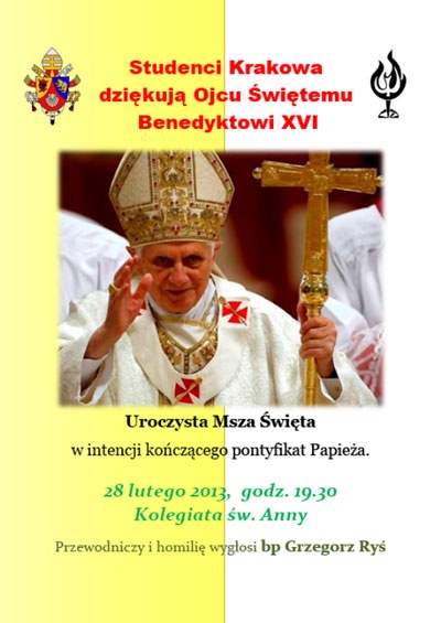 Msza dziękczynna za pontyfikat Benedykta XVI